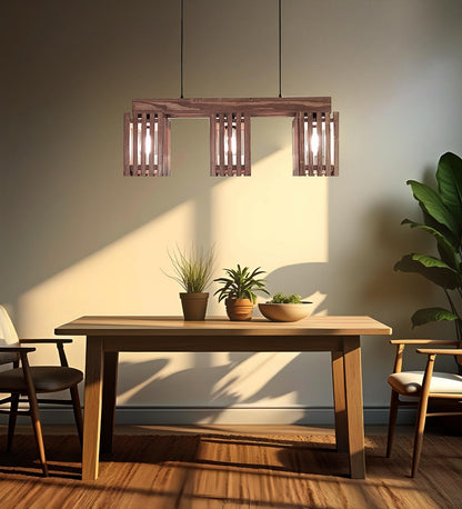 Violet Brown Wooden 3 Series Hanging Lamp