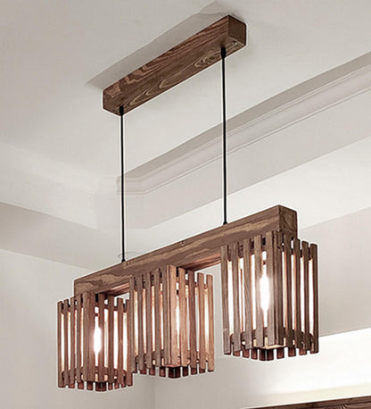 Violet Brown Wooden 3 Series Hanging Lamp