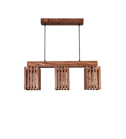 Violet Brown Wooden 3 Series Hanging Lamp