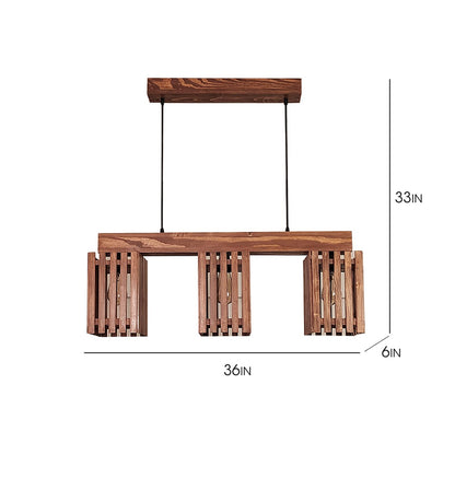 Violet Brown Wooden 3 Series Hanging Lamp