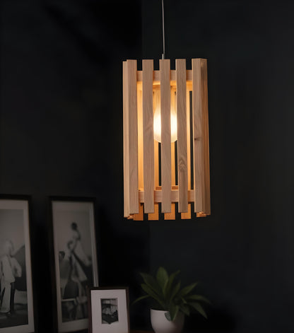 Violet Beige Wooden Single Hanging Lamp
