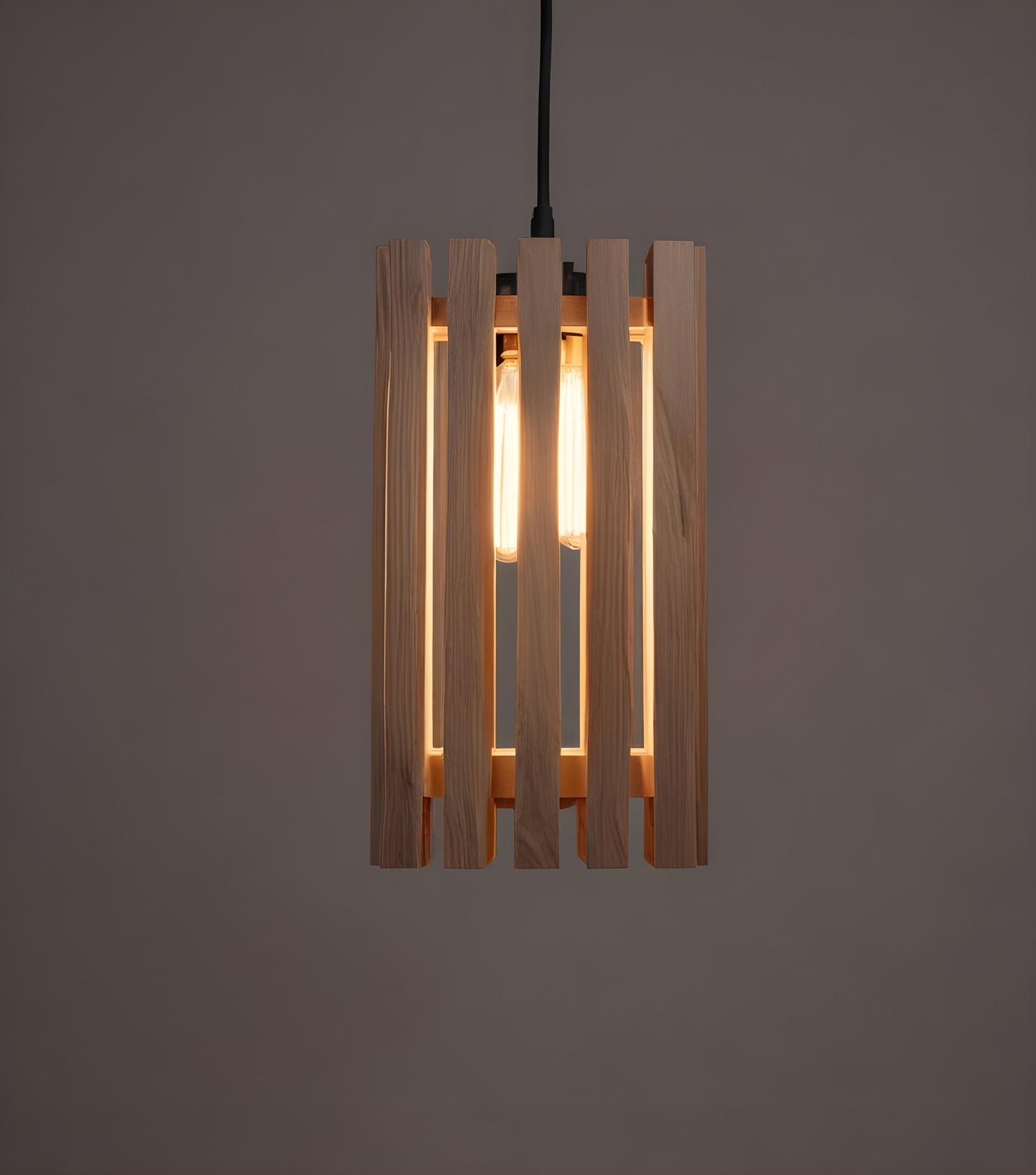 Violet Beige Wooden Single Hanging Lamp