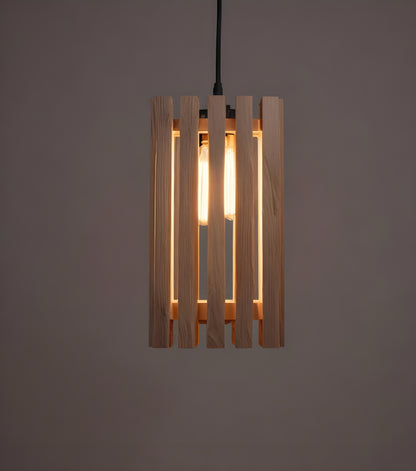 Violet Beige Wooden Single Hanging Lamp