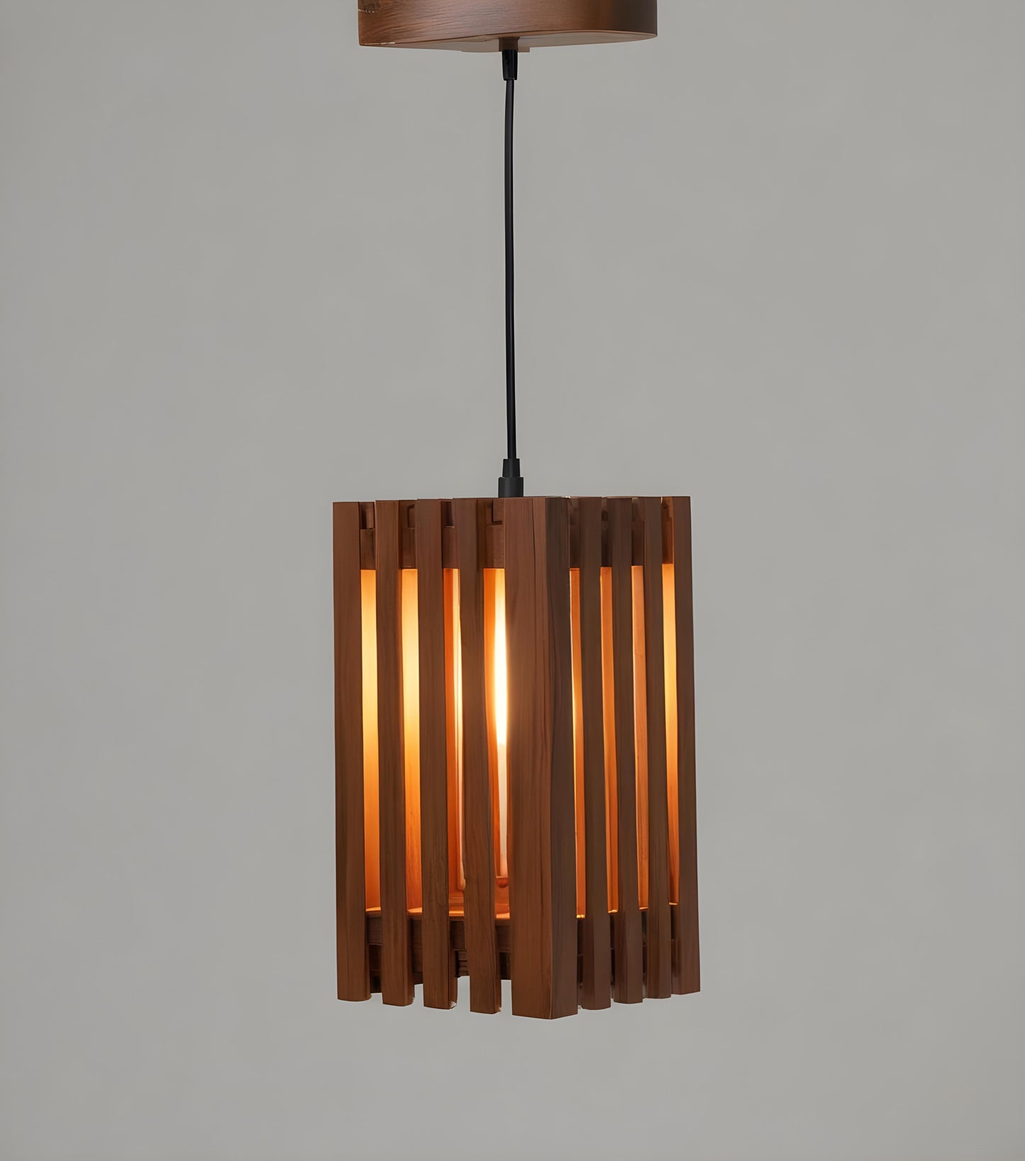 Violet  Brown Wooden Single Hanging Lamp