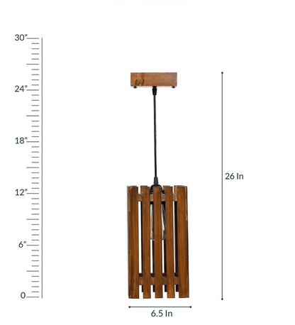 Violet  Brown Wooden Single Hanging Lamp