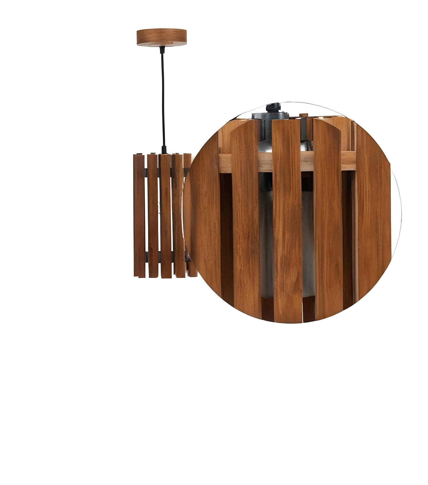 Violet  Brown Wooden Single Hanging Lamp