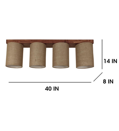 Fire Brown Wooden 4 Series Ceiling Lamp