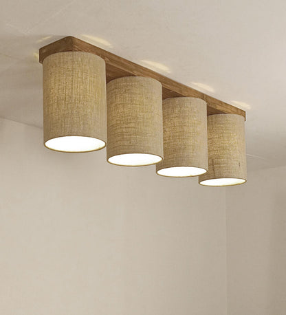 Fire Brown Wooden 4 Series Ceiling Lamp