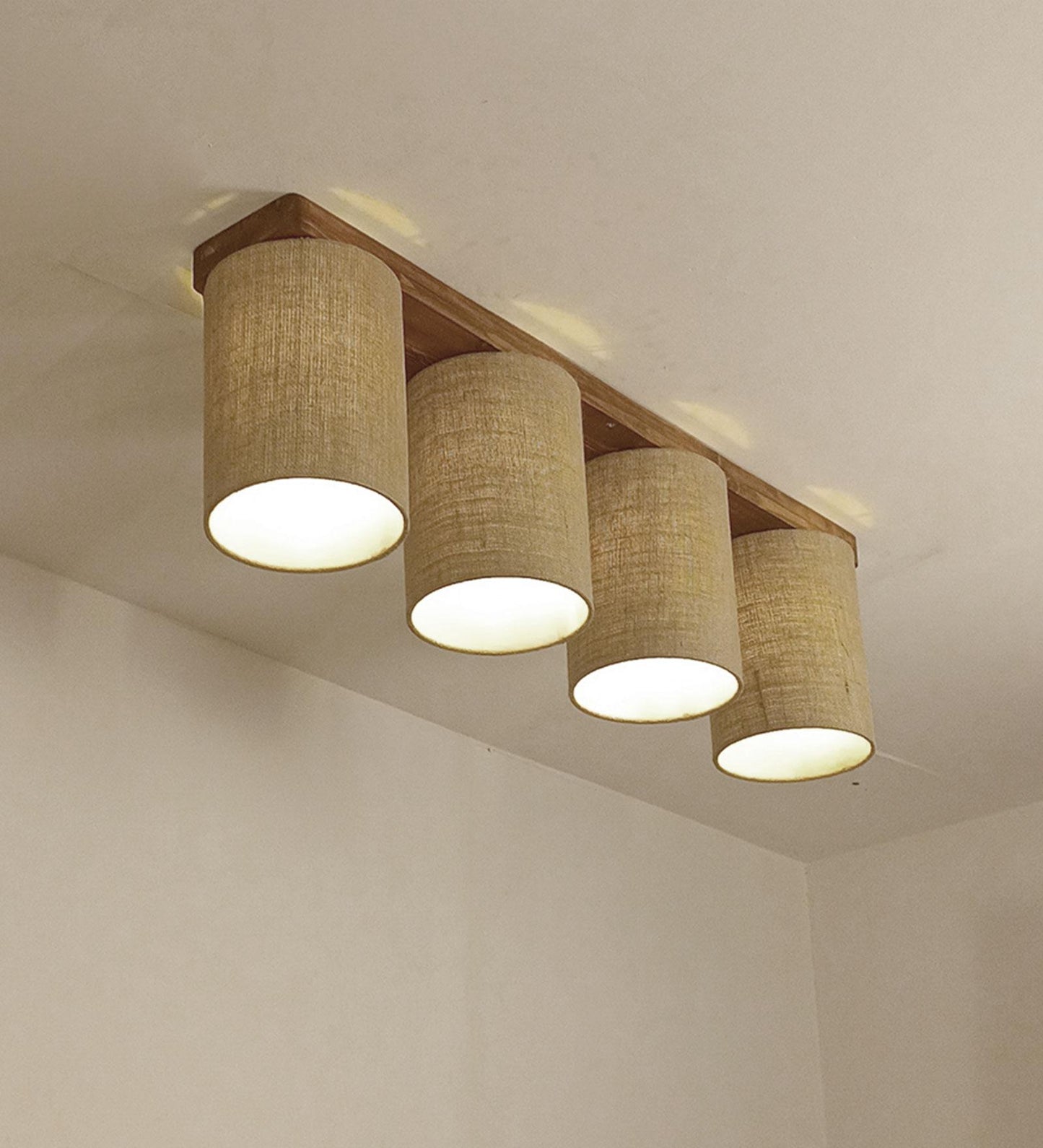 Fire Brown Wooden 4 Series Ceiling Lamp