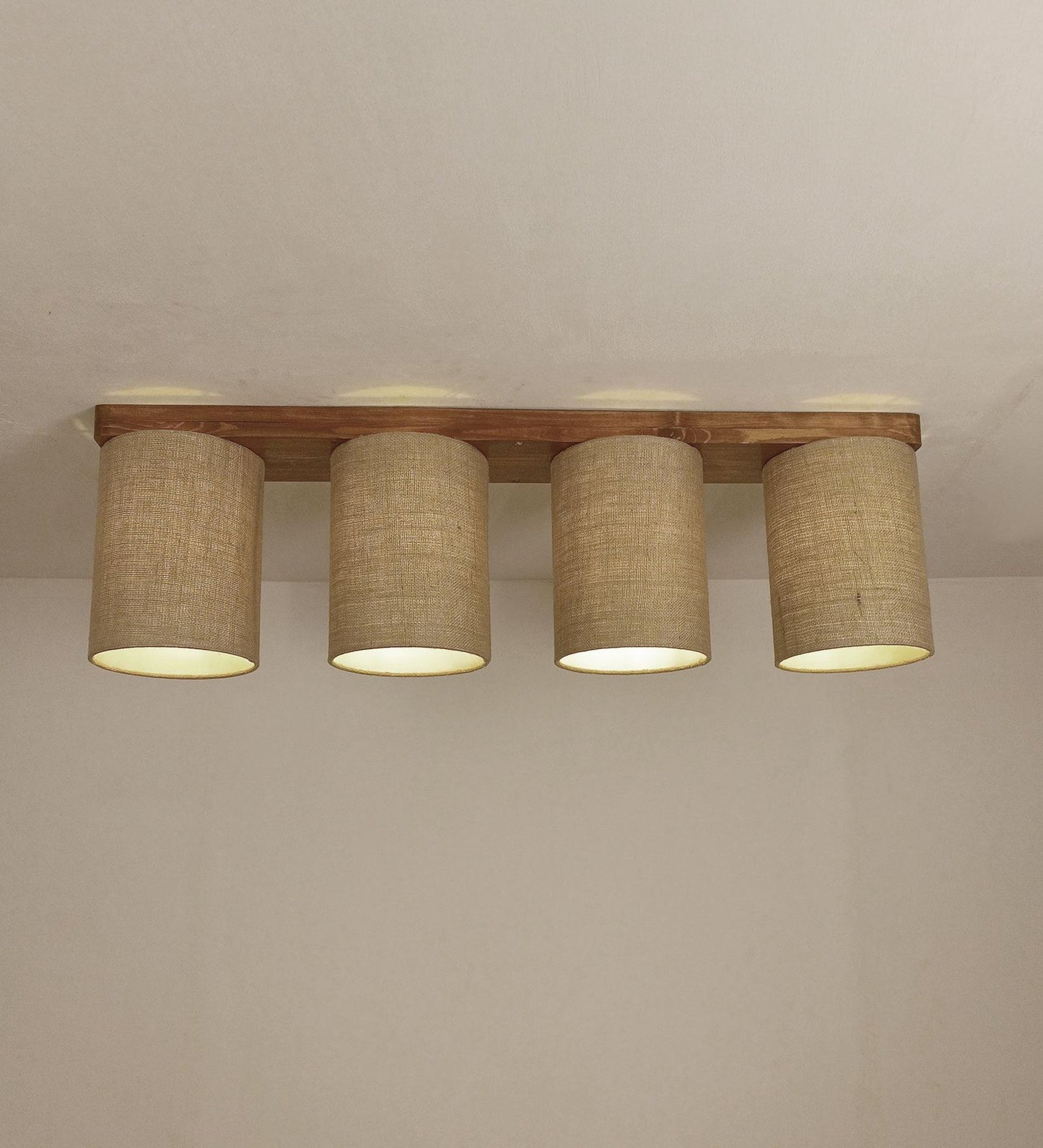 Fire Brown Wooden 4 Series Ceiling Lamp