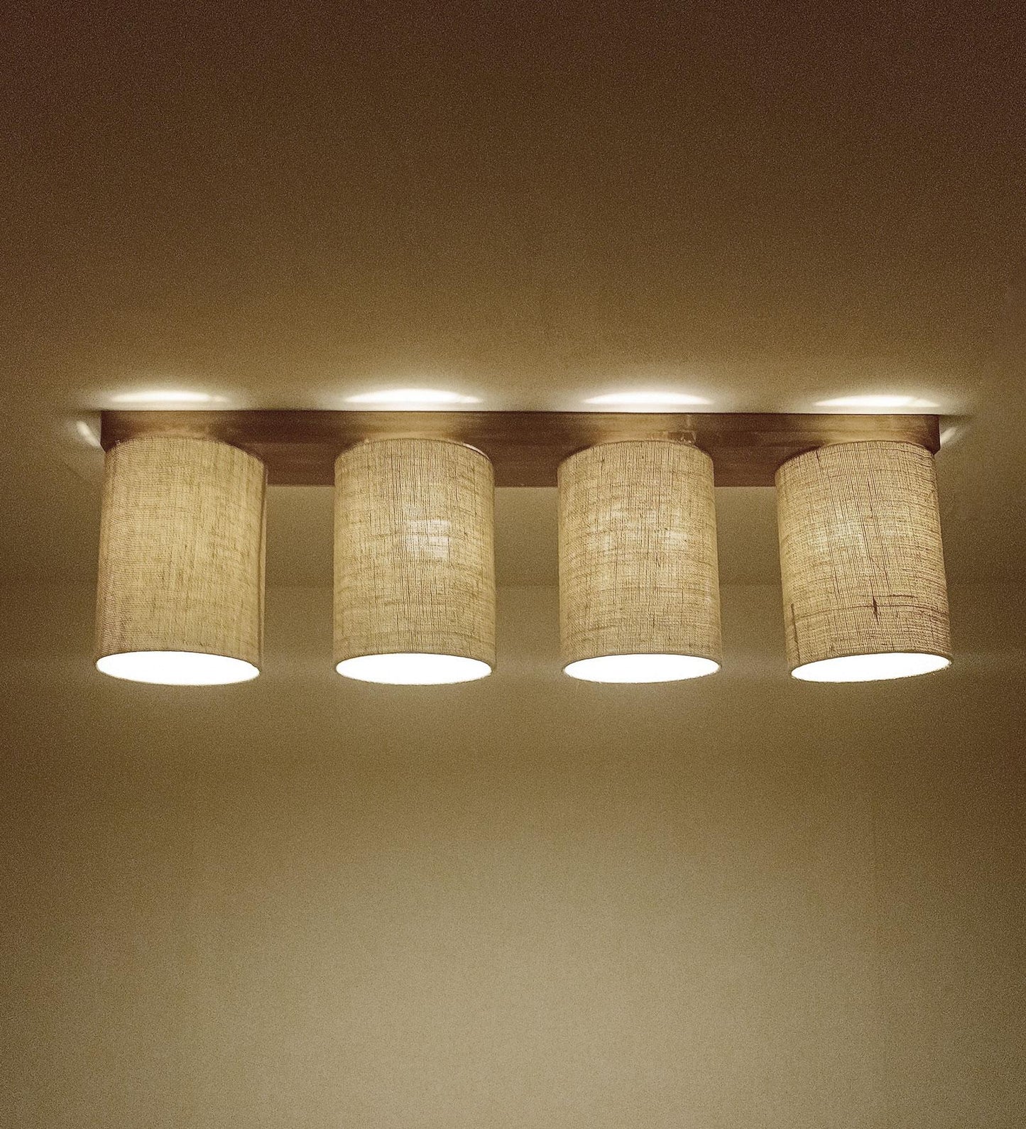 Fire Brown Wooden 4 Series Ceiling Lamp