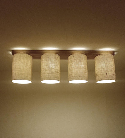 Fire Brown Wooden 4 Series Ceiling Lamp