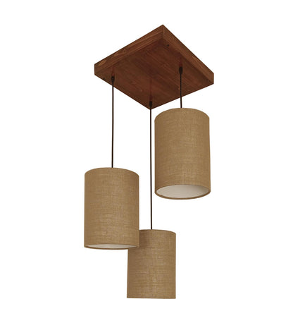 Fire Brown Wooden Cluster Hanging Lamp