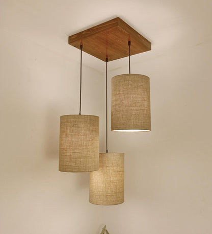 Fire Brown Wooden Cluster Hanging Lamp
