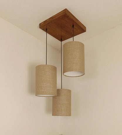 Fire Brown Wooden Cluster Hanging Lamp