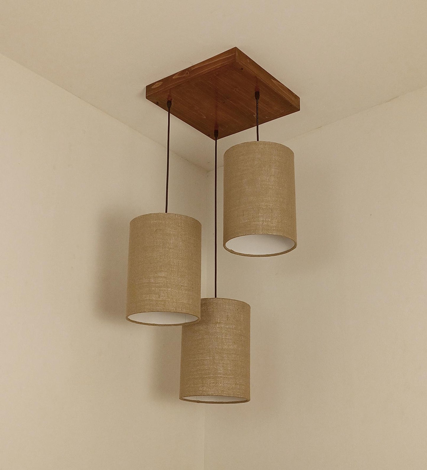Fire Brown Wooden Cluster Hanging Lamp