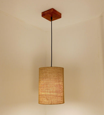 Fire Brown Wooden Single Hanging Lamp