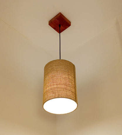 Fire Brown Wooden Single Hanging Lamp