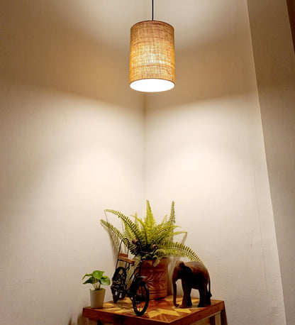 Fire Brown Wooden Single Hanging Lamp