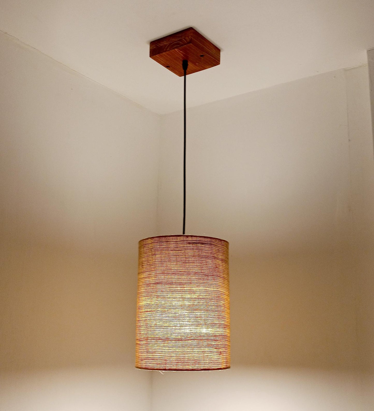 Fire Brown Wooden Single Hanging Lamp