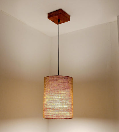 Fire Brown Wooden Single Hanging Lamp