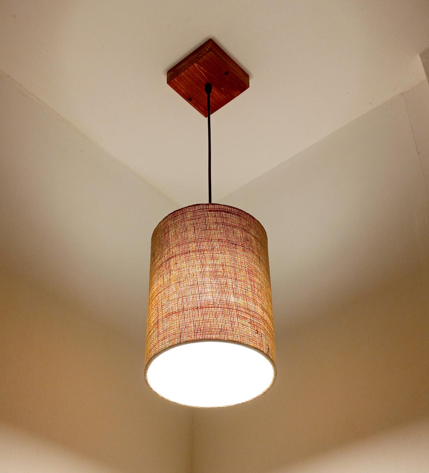 Fire Brown Wooden Single Hanging Lamp