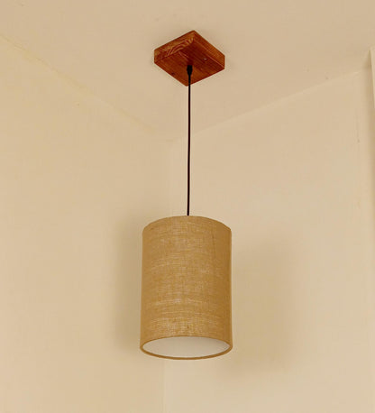 Fire Brown Wooden Single Hanging Lamp