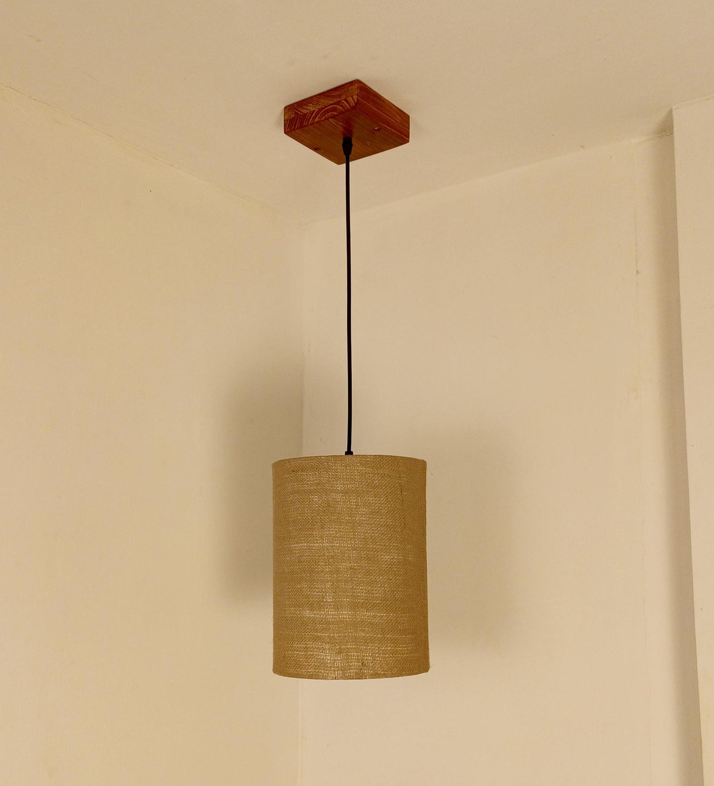 Fire Brown Wooden Single Hanging Lamp
