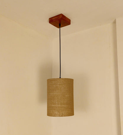 Fire Brown Wooden Single Hanging Lamp