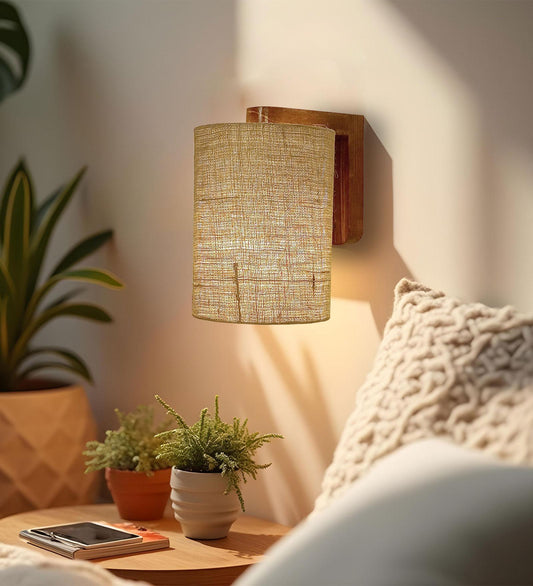 Fire Brown Wooden Wall Light