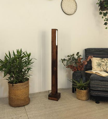 Say Wooden LED Floor Lamp with Brown Base