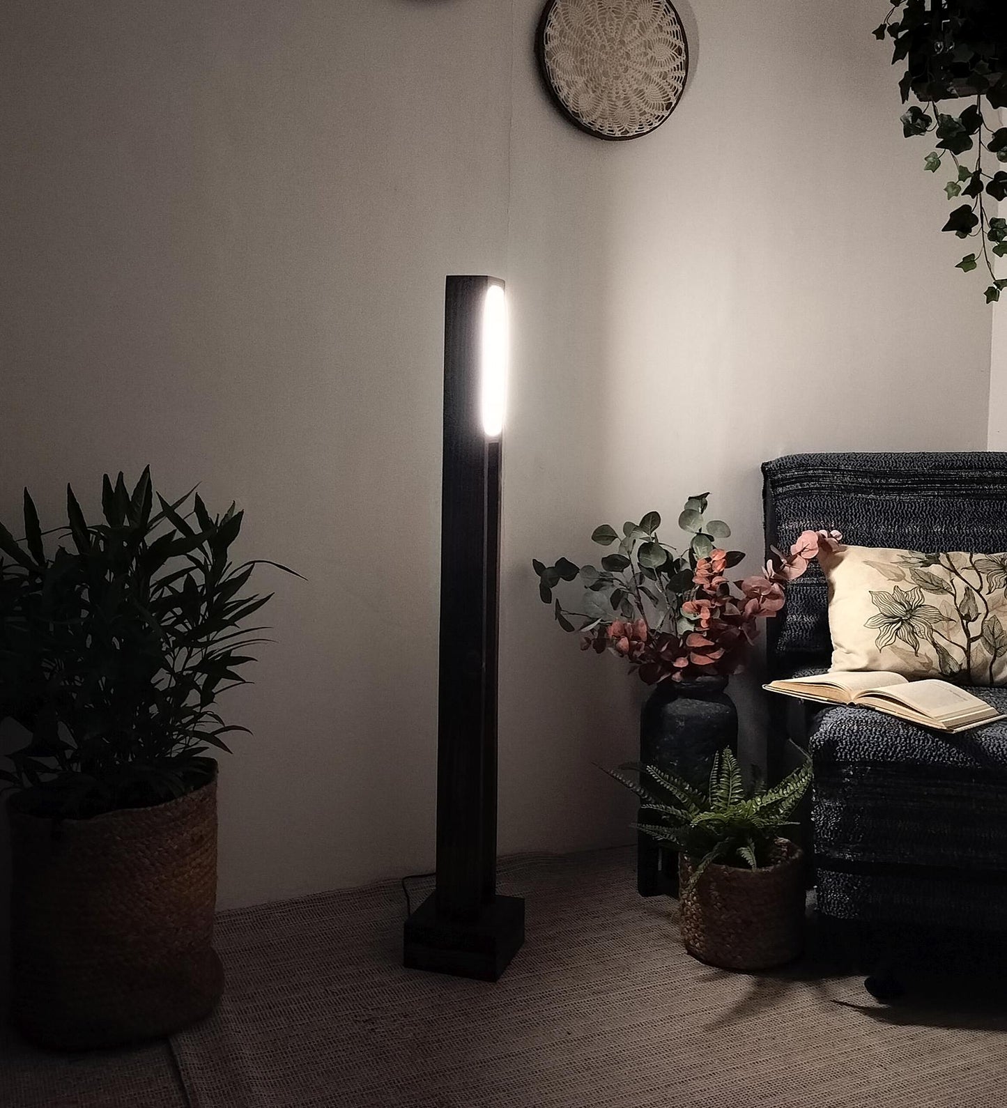 Say Wooden LED Floor Lamp with Brown Base