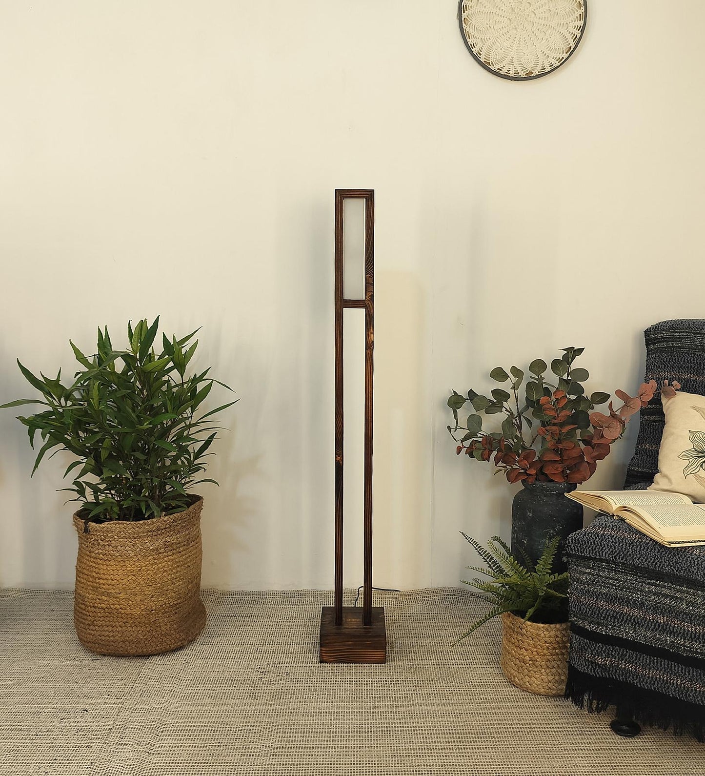 Say Wooden LED Floor Lamp with Brown Base