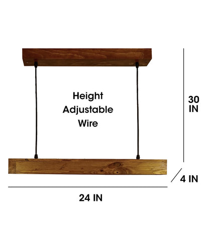 Long 24 Brown Wooden LED Hanging Lamp