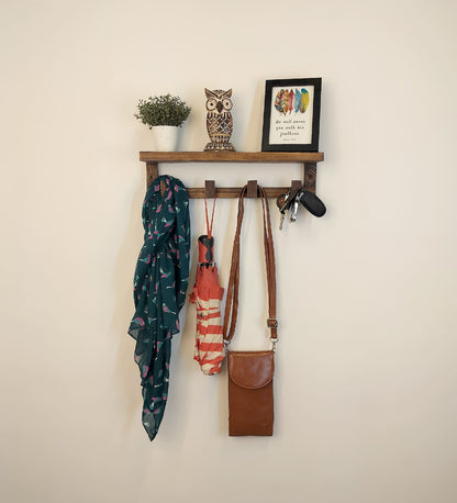 Feel Wooden Wall Shelf Organiser with Key Holders