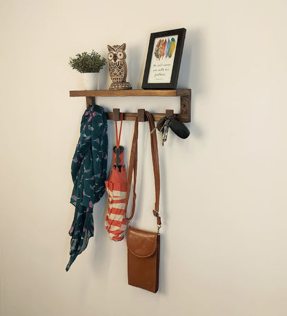 Feel Wooden Wall Shelf Organiser with Key Holders