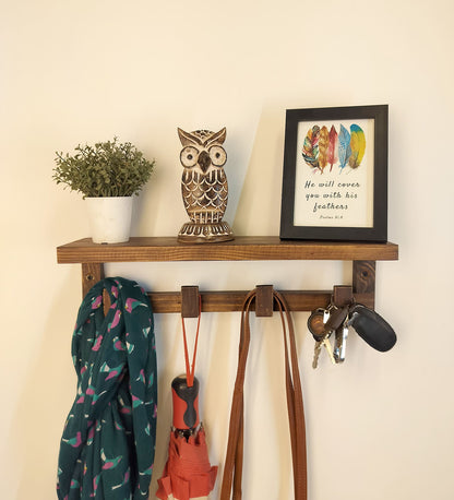 Feel Wooden Wall Shelf Organiser with Key Holders