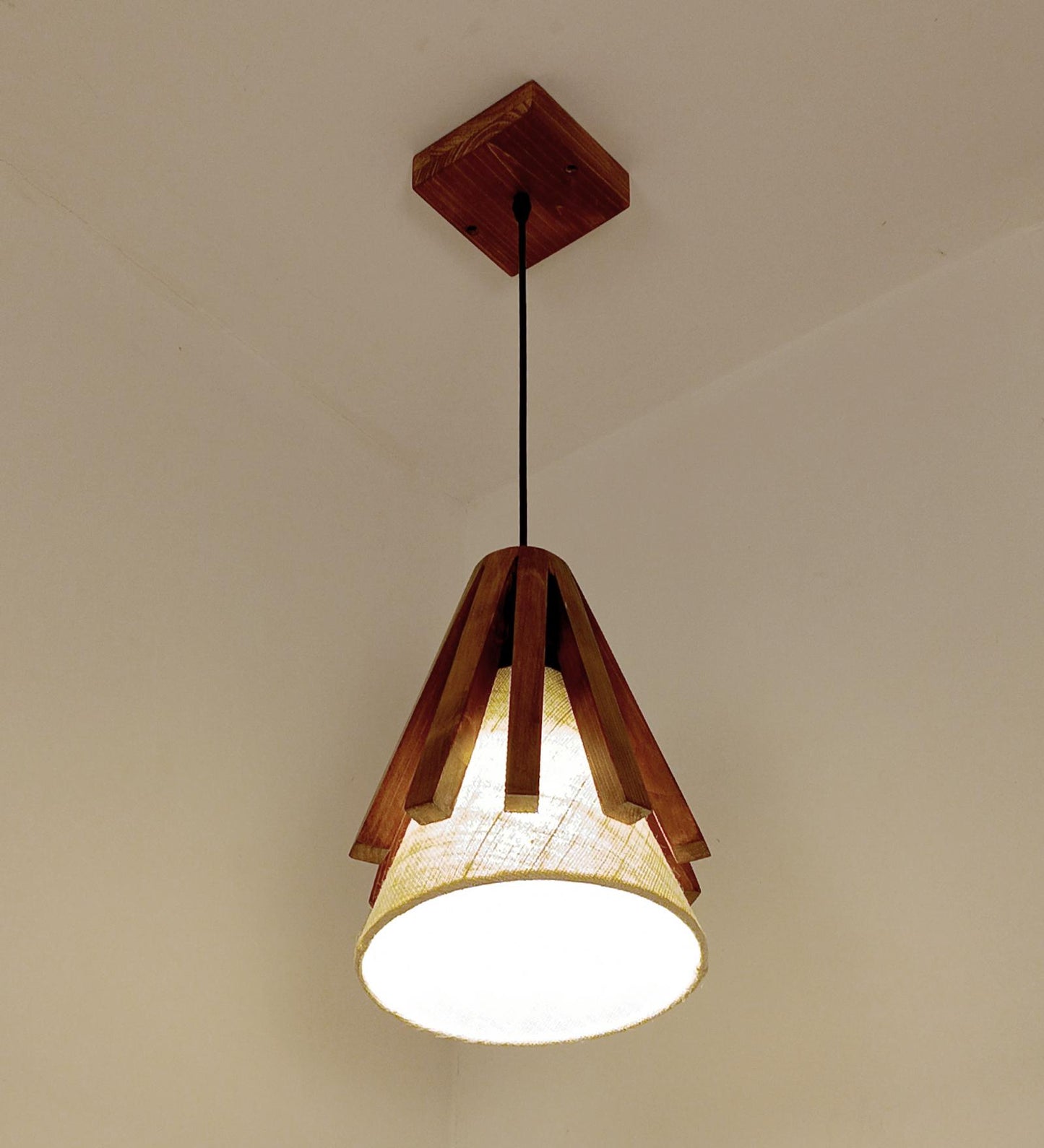 Lotus Brown Wooden Single Hanging Lamp