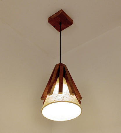 Lotus Brown Wooden Single Hanging Lamp
