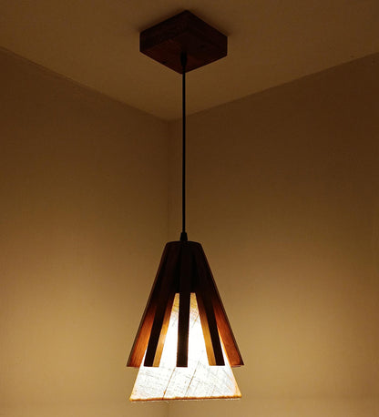 Lotus Brown Wooden Single Hanging Lamp