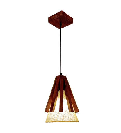 Lotus Brown Wooden Single Hanging Lamp