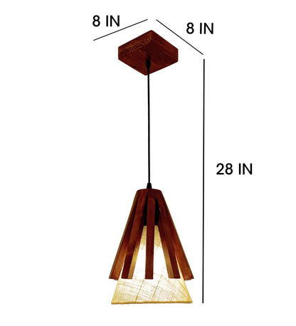 Lotus Brown Wooden Single Hanging Lamp