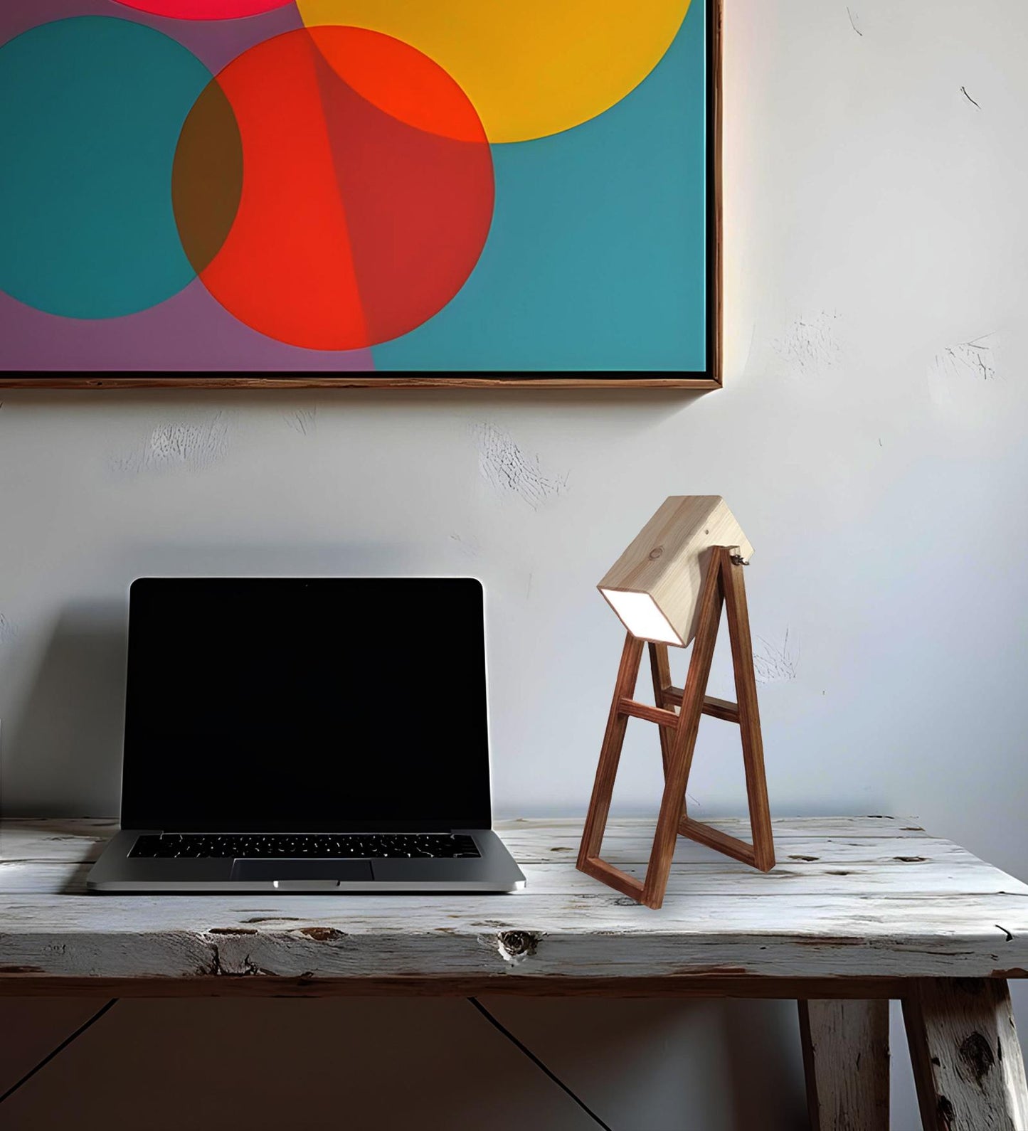 Luna Brown Wooden Table Lamp with Jute Lampshade