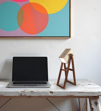 Luna Brown Wooden Table Lamp with Jute Lampshade