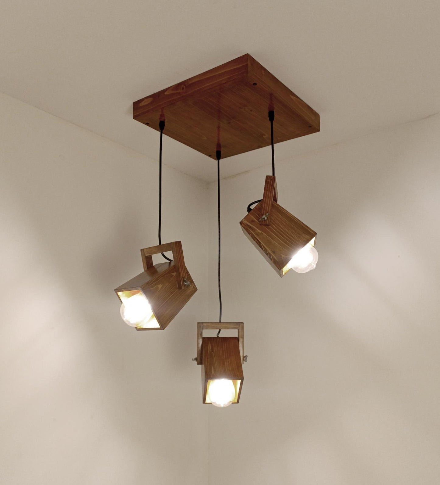 Luna Brown Wooden Cluster Hanging Lamp