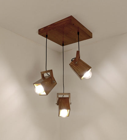 Luna Brown Wooden Cluster Hanging Lamp