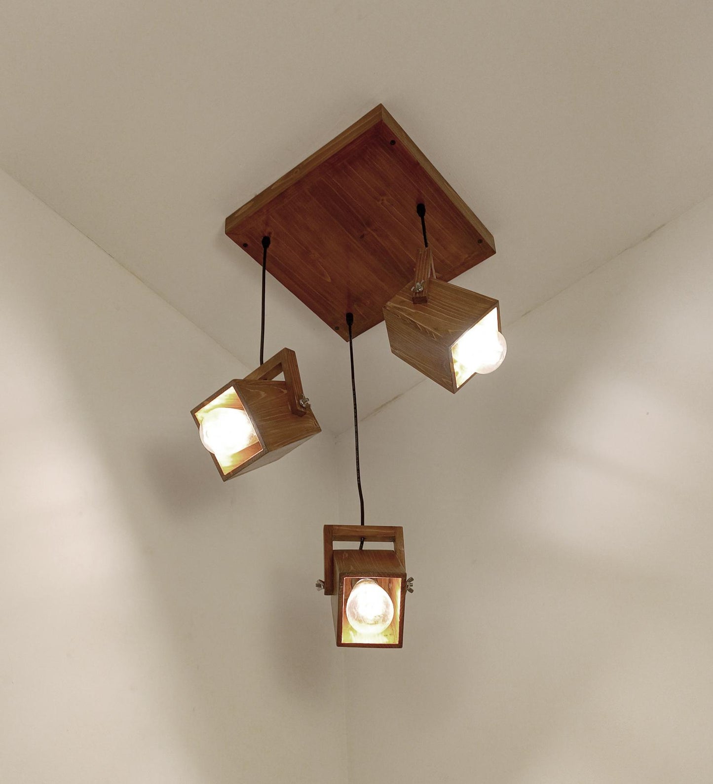 Luna Brown Wooden Cluster Hanging Lamp