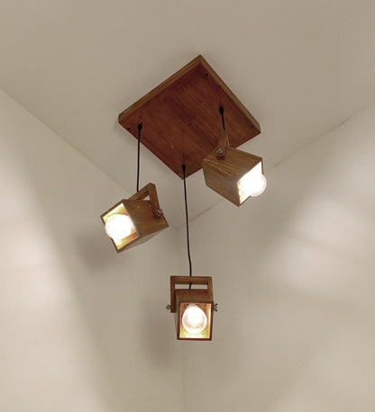 Luna Brown Wooden Cluster Hanging Lamp