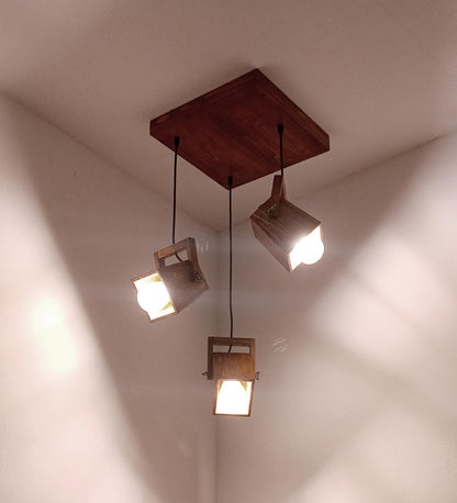 Luna Brown Wooden Cluster Hanging Lamp