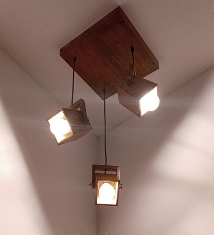 Luna Brown Wooden Cluster Hanging Lamp
